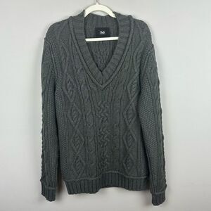 Dolce & Gabbana Cable Knit Heavy Gray Wool Sweater Size 54